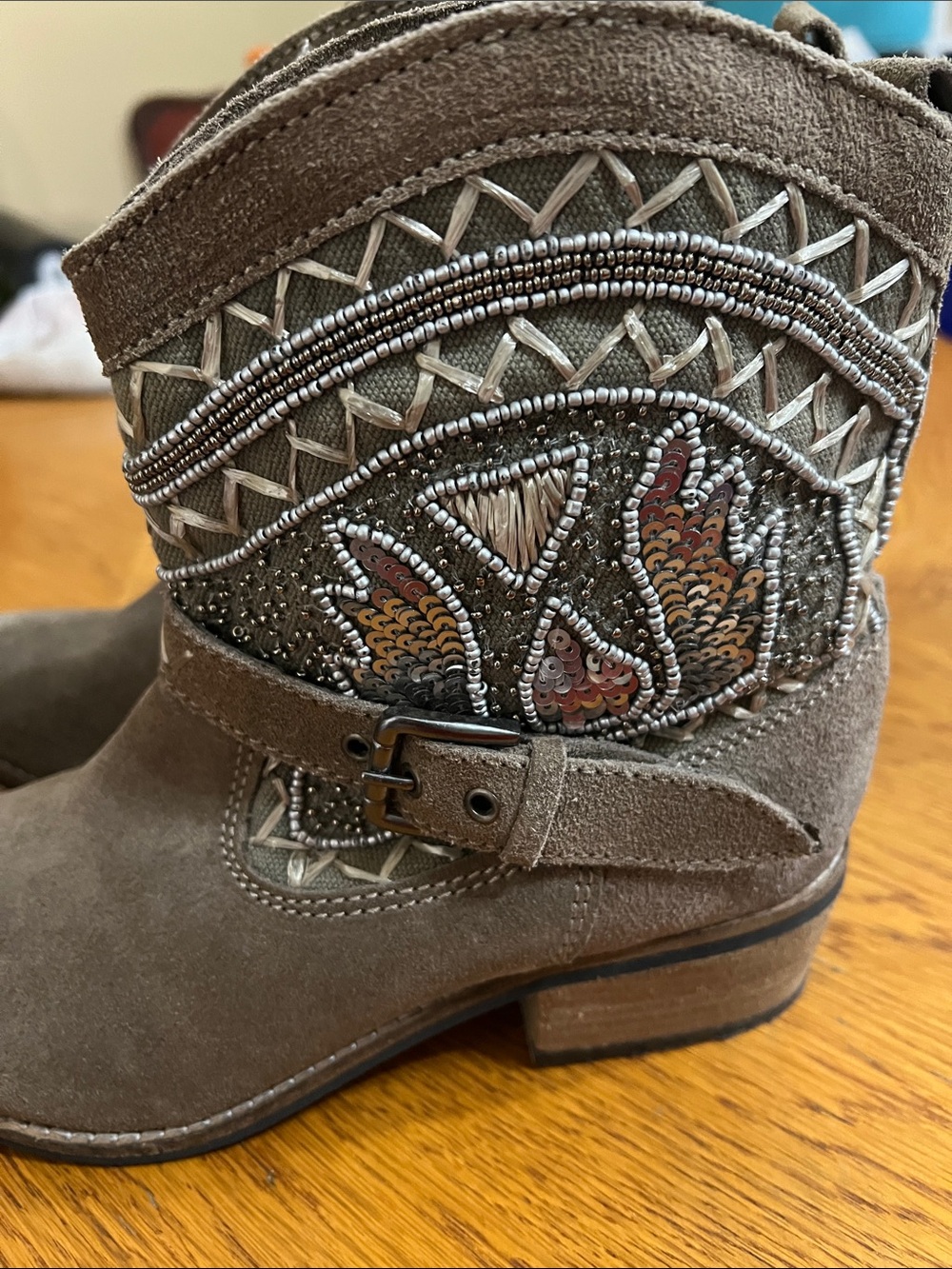 naughty monkey Taupe Suede Embellished Ankle Bootie